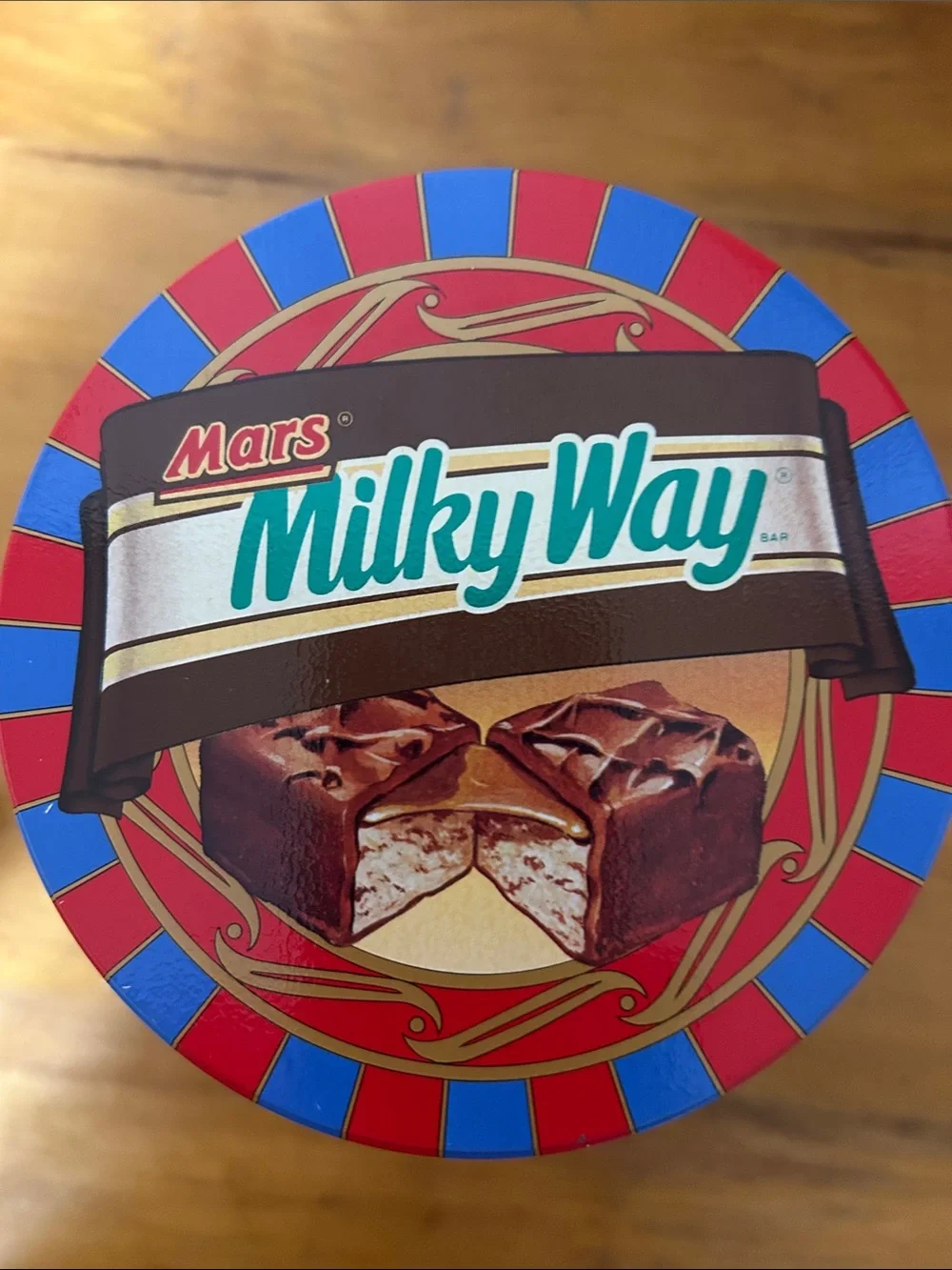 VINTAGE Milkyway Carousel Candy Tin - Blue Decorative Tin. Candy Bar Included!